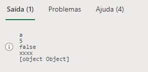 Console de resultados com a saída das linhas programadas na imagem anterior